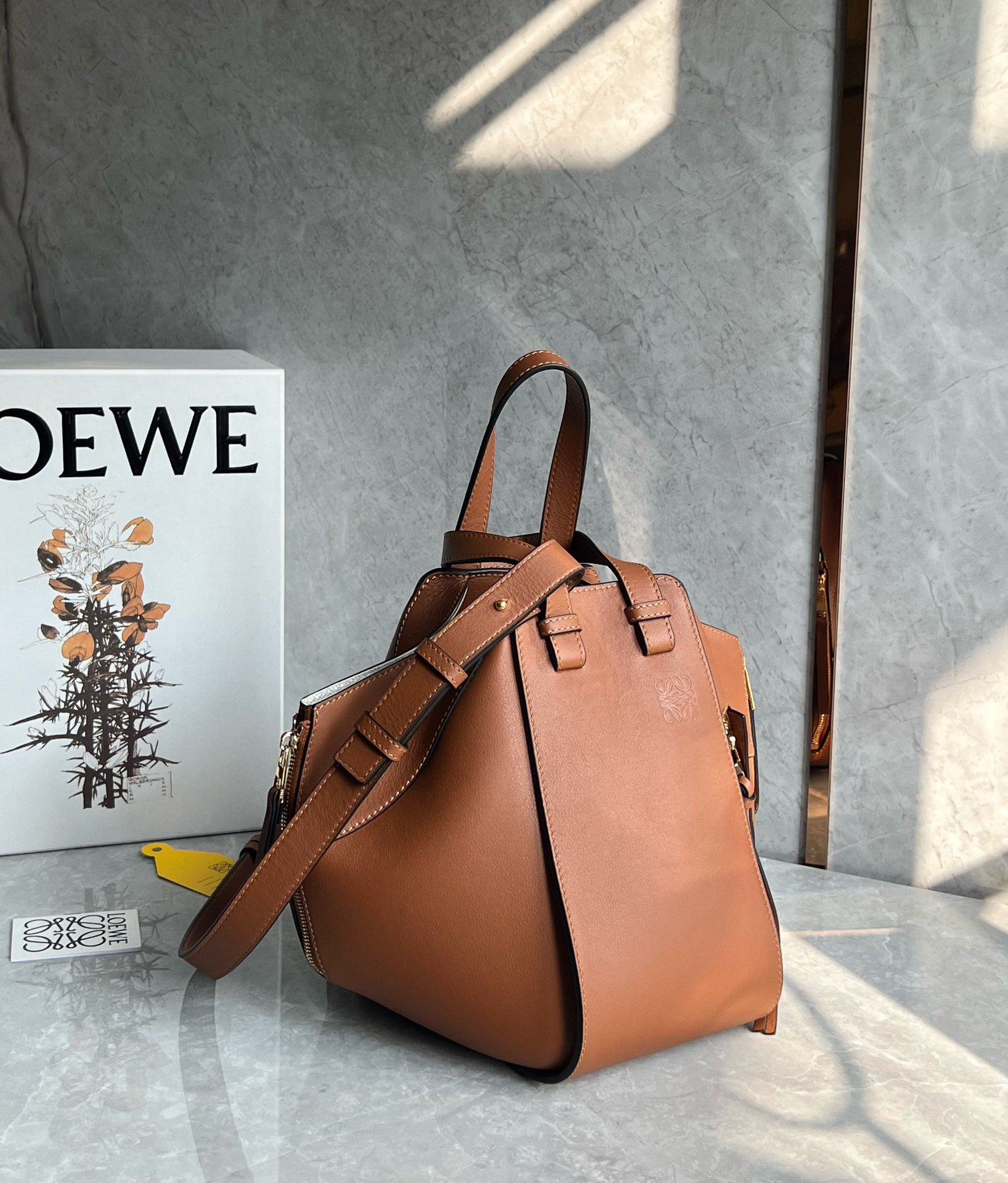 Loewe Small Hammock Bag in Classic Calfskin Caramel